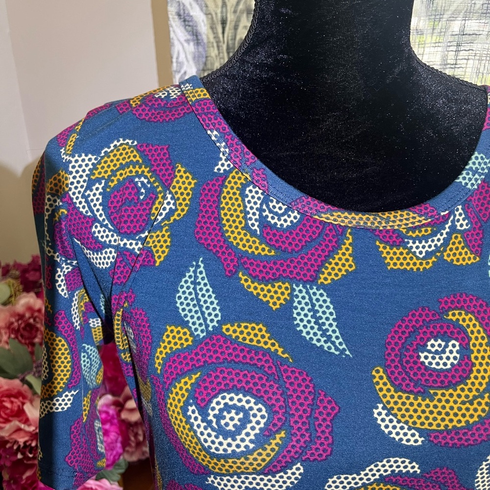 LuLaRoe Blue and Red Casual Midi Sundress - Picture 3 of 5